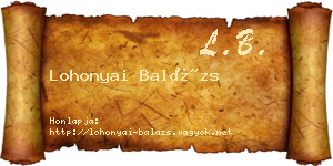 Lohonyai Balázs névjegykártya